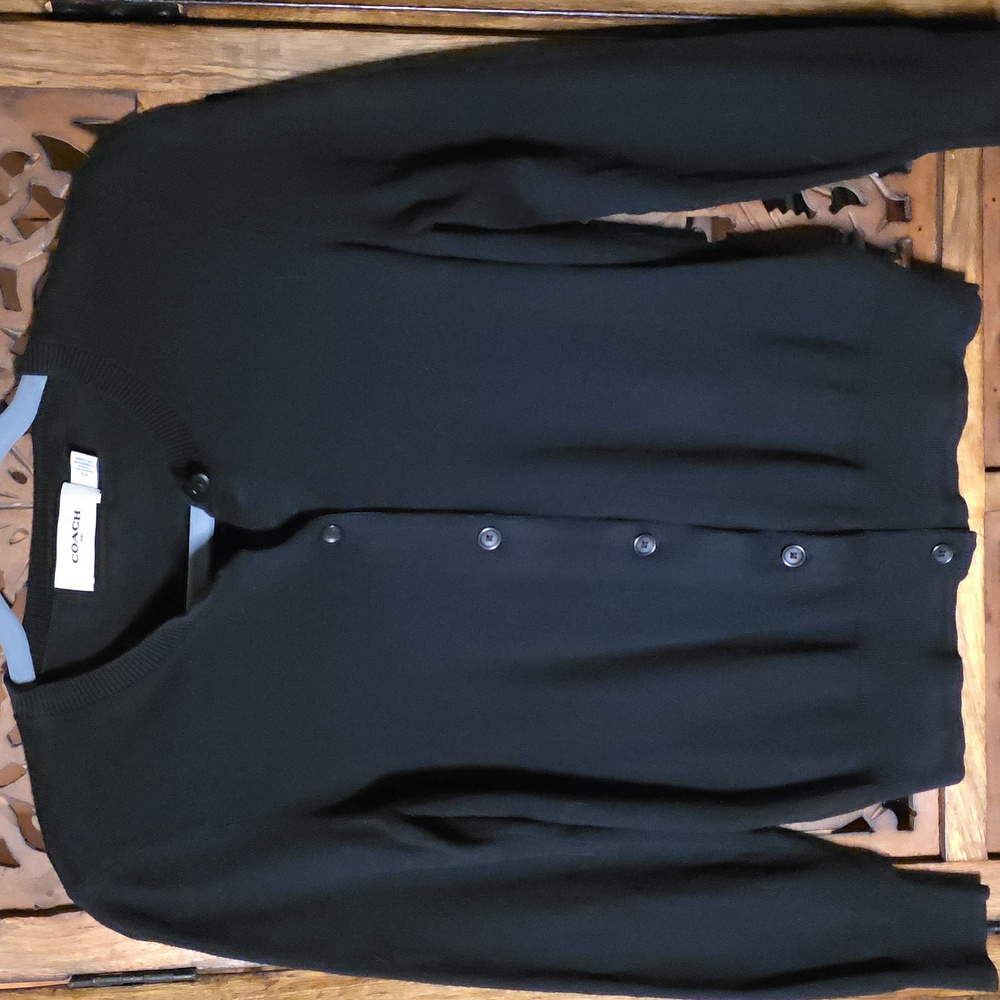 Coach Elegant Black Button-Up Cardigan